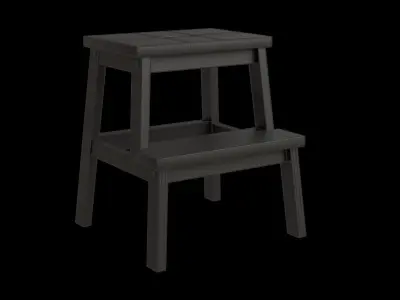 Black Metal Step Stool Low-poly 3D model