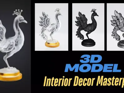 Elegant  Glass Peacock Showpiece for Interior Decoration 3D print model