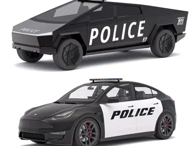Tesla Police Car Collection 3D model