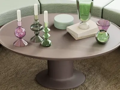 HM Home colored glass candleholders and vases set 3D model