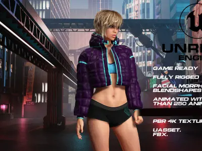 Casual girl full rigged - game ready - animated Low-poly 3D model