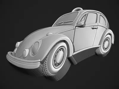 Volkswagen Beetle Relief and Pendant 3D print model