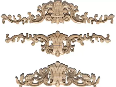 Cartouche-017 carved ornate ornaments 3D model