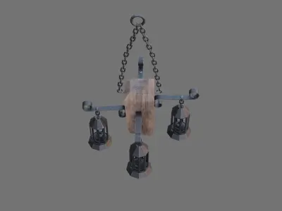 Hanging Chandelier Medieval Low-poly 3D model