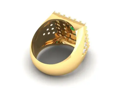 Luxury Square Diamond Ring for Men 185 3D print model