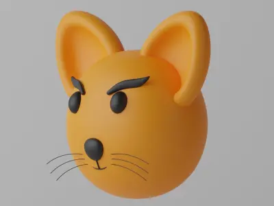 Cartoon Cute Fox Head 1 3D model