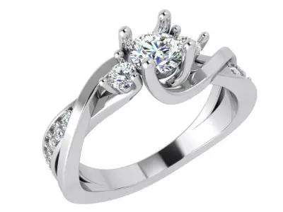 Round Diamond Twisted Ring 3622 3D print model