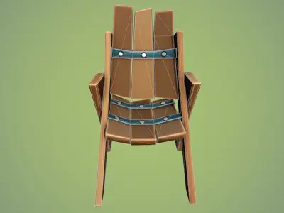 Stylized wooden chair Low-poly 3D model