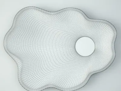 Teak Wood Wave Plate Mirror 3D model