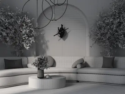Product scena interior with sofa and coffee table 3D model
