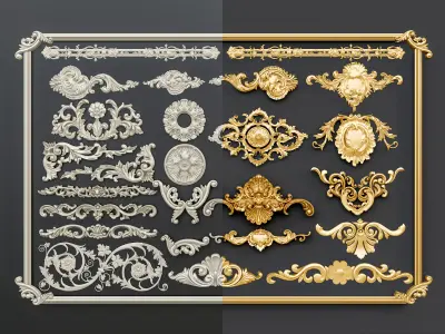 Classic carvings moldings and gypsum cornice 0 3D model