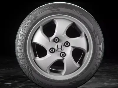 Honda Civic EK4 VTi SiR OEM Rim Wheel Game Ready 3D Model Low-poly 3D model