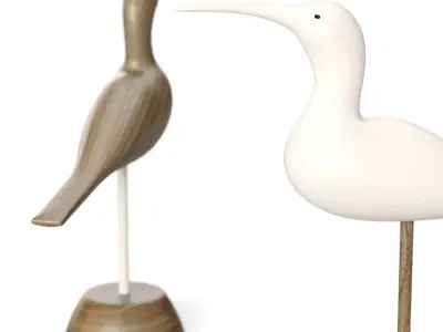 Hand Carved Wooden Sandpiper 3D model