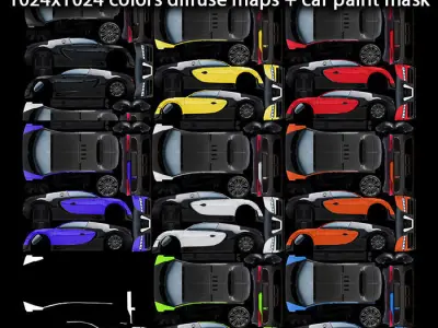 Generic Supercar v5 multicolors Low-poly 3D model