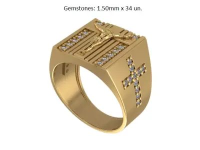 Jesus Cross Men Ring 3D Printable Jewelry Model 3D print model