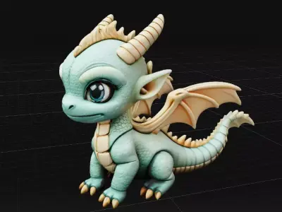 Articulated Cute Dragon Hatchling Flexi Toy 3D Print Model 3D print model