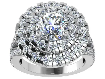 Round Halo Split Shank Ring 4460 3D print model
