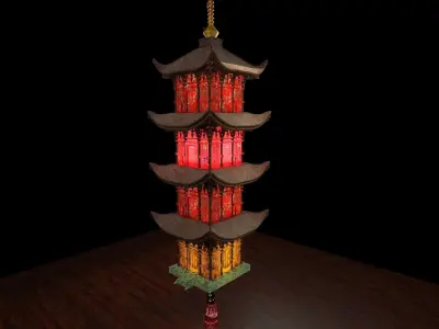 Chinese palace tower lantern  3D model