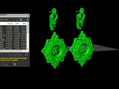 royal art deco pearl earrings 3D print model