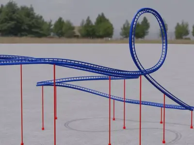 Rollercoaster 3D model roller coaster with ropes Low-poly 3D model