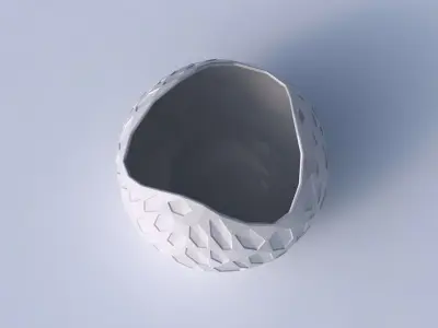 Bowl Spheric wavy with crystal dents 3D print model