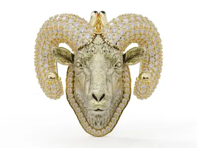 GOAT PENDANT WITH DIAMONDS 3D PRINT MODEL 3D print model