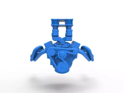 Engine of Vintage Supermodified stock car V3 Scale 1 to 25 3D print model