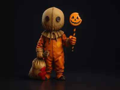 Sam Trick r Treat Horror Figurine Halloween Pumpkin Lollipop 3D print model