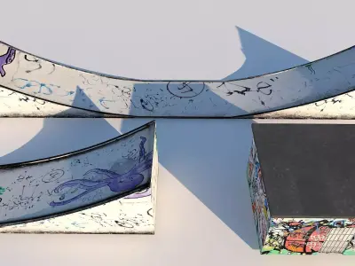 Street Ramp and Stunt Equipment Low-poly 3D model