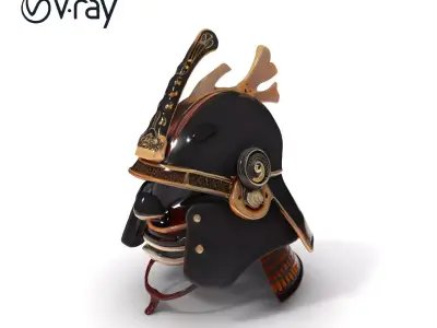 Samurai Helmet D Model Pack Low-poly 3D model