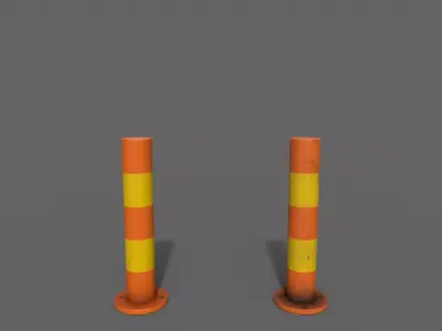 PBR Bollard OrangeYellow Low-poly 3D model