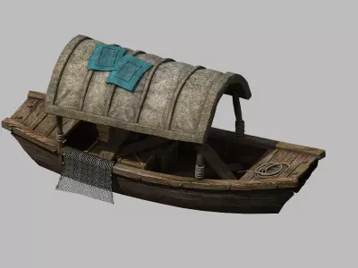 Game Traffic - Small wooden boat 07 3D model