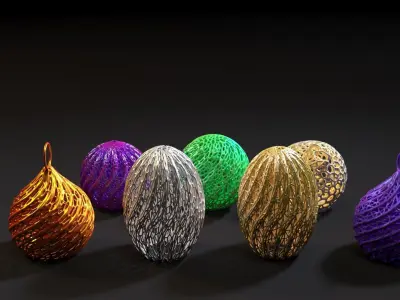 Christmas decoration set of 7 balls 3D print model