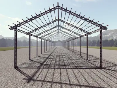 Detailed Building steel canopy- Exterior 3Dsmax - Revit 3D model