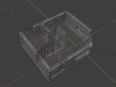 Bunker house with door and windows 3D model