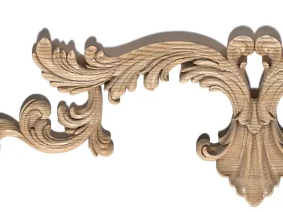 Cartouche-039 three ornate carvings 3D model