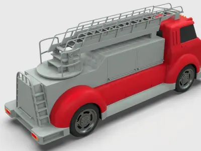 Firetruck Cartoon Vehicle  Low-poly 3D model