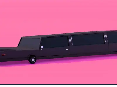 Cartoon Low Poly Limousine Low-poly 3D model