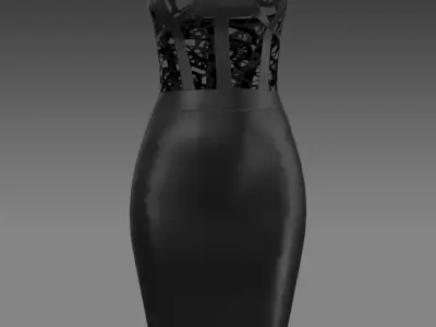 STRAPLESS DRESS CORSET BLOUSE LACE DETAIL  3D model