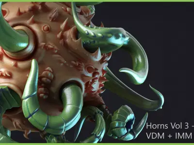 Zbrush - Horns Vol 3 - 25 VDM and IMM Brushes 3D model