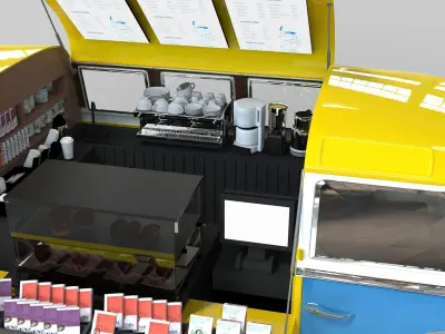 Vintage Volkswagen Samba Mobile Coffee Shop 3D model