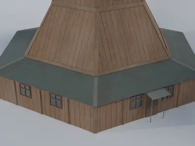wooden lighthouse with a metal upper floor 3D model