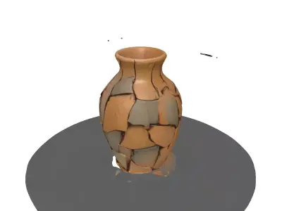 Rustic Fragmented Clay Vase Low-poly 3D model