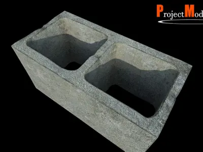 Bricks-Version002 concrete block Low-poly 3D model