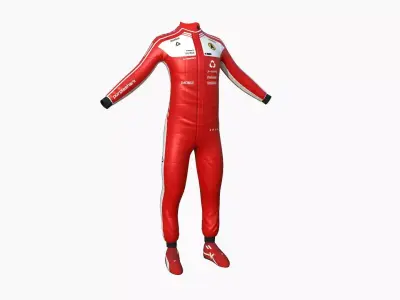 Racing Pilot Uniform A01 Red - Character Clothing Design Low-poly 3D model