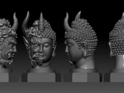 Good and evil face  3D print model