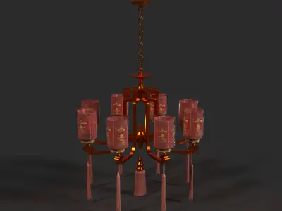Chinese palace lantern  Low-poly 3D model