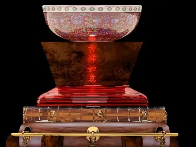 Chinese with display stand  with bowel  3D model