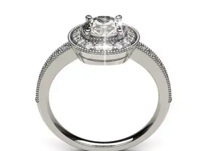 Round diamond engagement ring 3D print model order