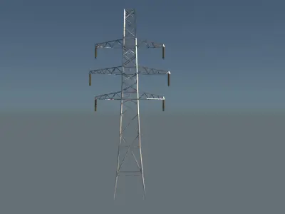 Pylon high voltage tower Low-poly 3D model